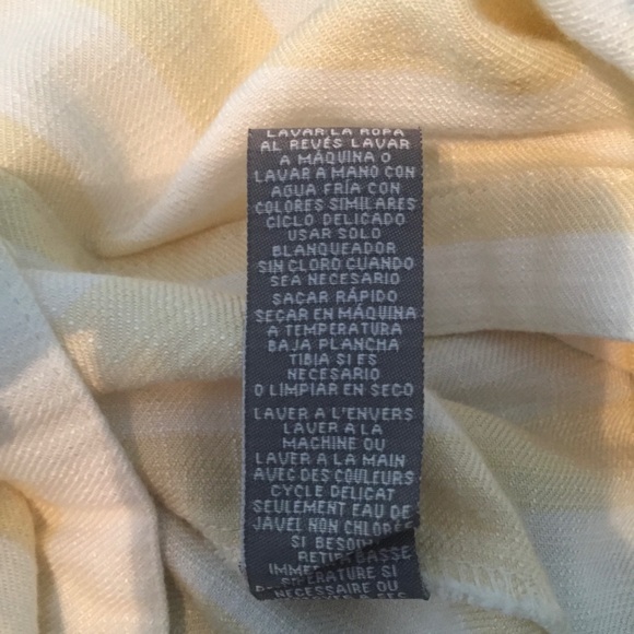 Sharagano Front Button Shirt Dress Sz 10 3/4 Sleeves Tie Yellow White - Picture 10 of 10